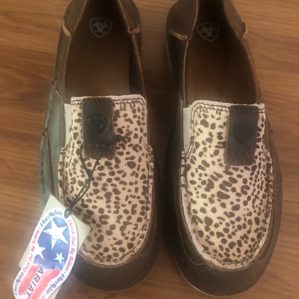 Ariat Brown and Leopard Print Slip-Ons